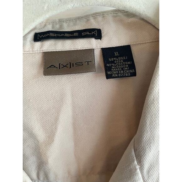 AXIST Size‎ XL Silk blend Short Sleeve Button Front Shirt Tan - Picture 2 of 4